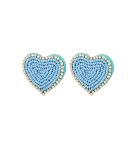 Blauwe kralen harten oorhangers met heldere strass steentjes van Yehwang