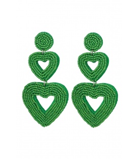Groene kralen oorhangers met 2 harten van Yehwang - Perfect voor elke gelegenheid
