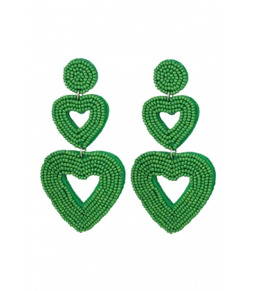 Groene kralen oorhangers met 2 harten van Yehwang - Perfect voor elke gelegenheid