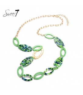 Groene lange halsketting met mooie elementen van Sweet7 | Bestel nu