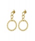 Goudkleurige oorhangers met een schakel ketting en een cirkel met bolletjes