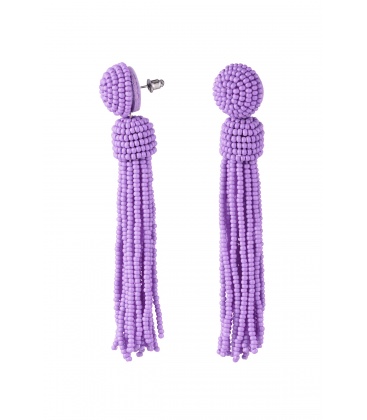 Paarse oorhangers met franjes van kralen