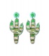 Kralen oorbellen cactus groen