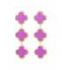 Paarse klaver oorhangers met een goudkleurige rand
