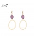 Goudkleurige oorhangers met paars glas steentje