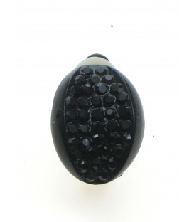 Zwarte ovale oorclips met kleine steentjes
