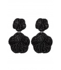 Zwarte oorhangers in de vorm van 2 bloemen