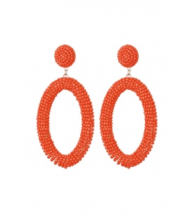 Oranje Langwerpige Oorhangers met Glas Kralen - Yehwang Fashion