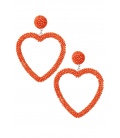 Oranje harten oorhangers met glas kralen
