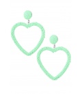Mint groene harten oorhangers met glas kralen