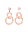 Pastel roze oorhangers met dubbele ringen en glas kralen