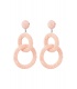 Pastel roze oorhangers met dubbele ringen en glas kralen