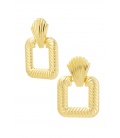 Goudkleurige vierkante oorhangers met print