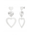 Zilverkleurige oorhangers met 3 harten