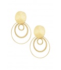 Goudkleurige oorhangers met cirkels en een bedrukt oorstukje