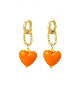  Goudkleurige Oorhangers met Oranje Hart - Liefde in Sierlijke Sieraden