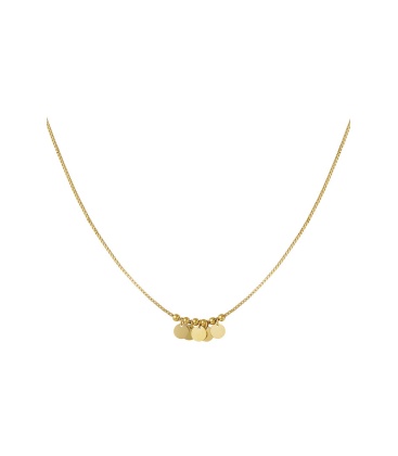 Goudkleurige halsketting met hangende coins in het midden