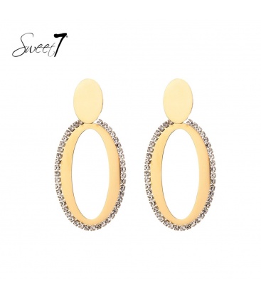 Prachtige goudkleurige ovale oorbellen met een stras rand