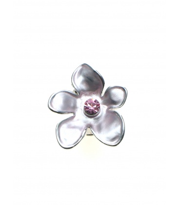 Roze bloemvormige oorclips met stras steentje