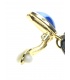 Zwarte oorclips met blauwe gekleurde inleg