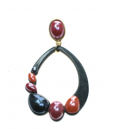 Zwarte oorclips met gekleurde stenen