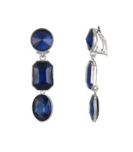 Zilverkleurige oorclips met blauwe stenen