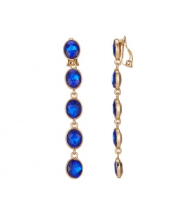 Blauwe Glas Kralen Oorclips in Goudkleurige Setting - Stijlvolle Accessoires