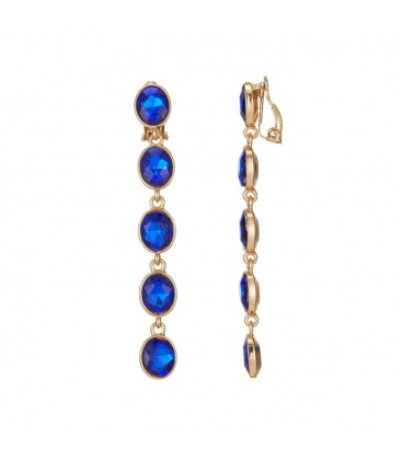 Blauwe Glas Kralen Oorclips in Goudkleurige Setting - Stijlvolle Accessoires