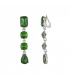 Zilverkleurige oorclips met groene glas stenen