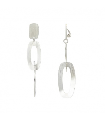 Zilverkleurige Oorclips met Ovale Hangers - Elegante Sieraden Online Kopen