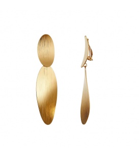 Goudkleurige Lange Oorclips met Ovale Hangers - Stijlvol en Trendy