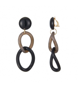 Zwarte oorclips met 2 ovale hangers