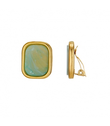 Groen gekleurde oorclips met een goudkleurige rand