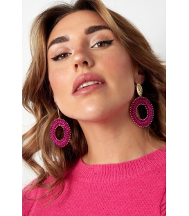 Fuchsia Roze Glas Kralen Oorhangers - Trendy Accessoire voor Elke Gelegenheid