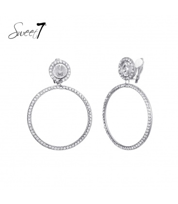 Zilverkleurige oorclips met heldere stras steentjes