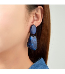 Prachtige Blauwe Oorclips met Motief - Luxe Sieraden