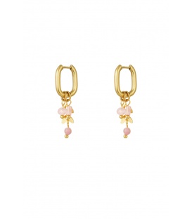 Goudkleurige Oorhangers met Roze Kralen - Perfecte Mode Accessoire