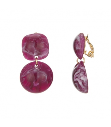 Paarse oorclips met hanger