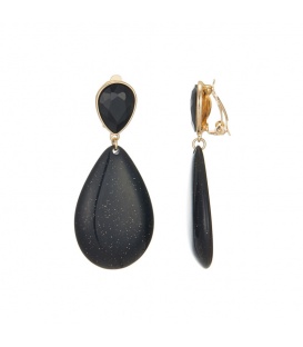 "Schitterende Zwarte Oorclips met Glinsterende Hanger - Elegante Accessoires voor Elke Gelegenheid"