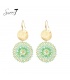 Groene oorhangers met een goudkleurig element