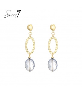 Goudkleurige oorhangers met een blauwe glas kraal