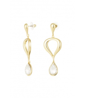 Goudkleurige oorhangers met een helder glas steentje