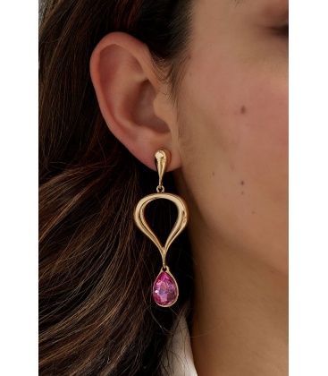 Goudkleurige oorhangers met een helder glas steentje