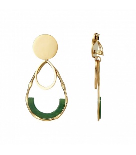 Goudkleurige Oorclips met Groene Hanger - Must-have Fashion Accessoire