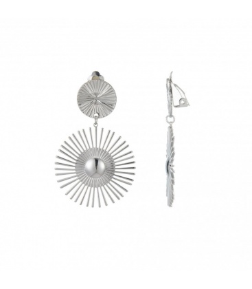 Zilverkleurige oorclips met zonne motief