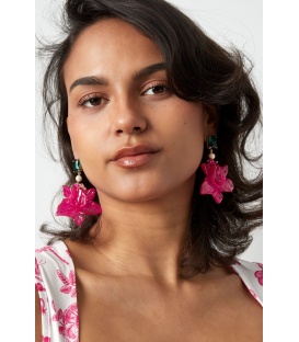 Groene Bloemen Oorhangers met roze | Must-have Mode Accessoire