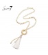 Witte lange halsketting met imitatie parels en een kwast als hanger