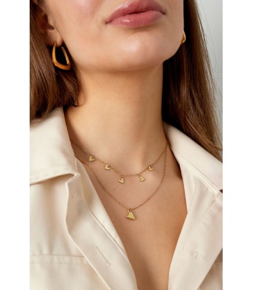 Trendy Gouden Dubbele Halsketting met Hartjes | Must-have Mode Accessoire