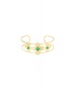Goudkleurige bloemen armband met groene steentjes
