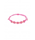 Fuchsia roze armband met bloemetjes